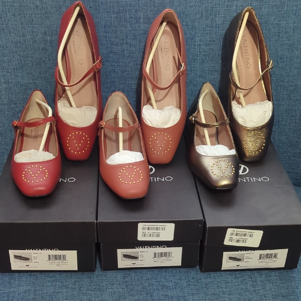 Valentino Women's Leather Flats - Rust, or Pewter.  Listing Is For One Pair